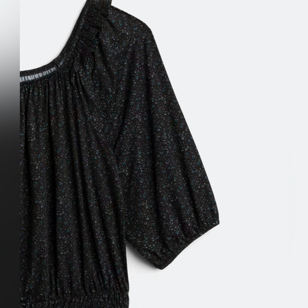 Bobeau Jasper Soft Knit Ruffle Knit Top‎ Size 1X Dark Gray Abstract Print - Picture 2 of 11